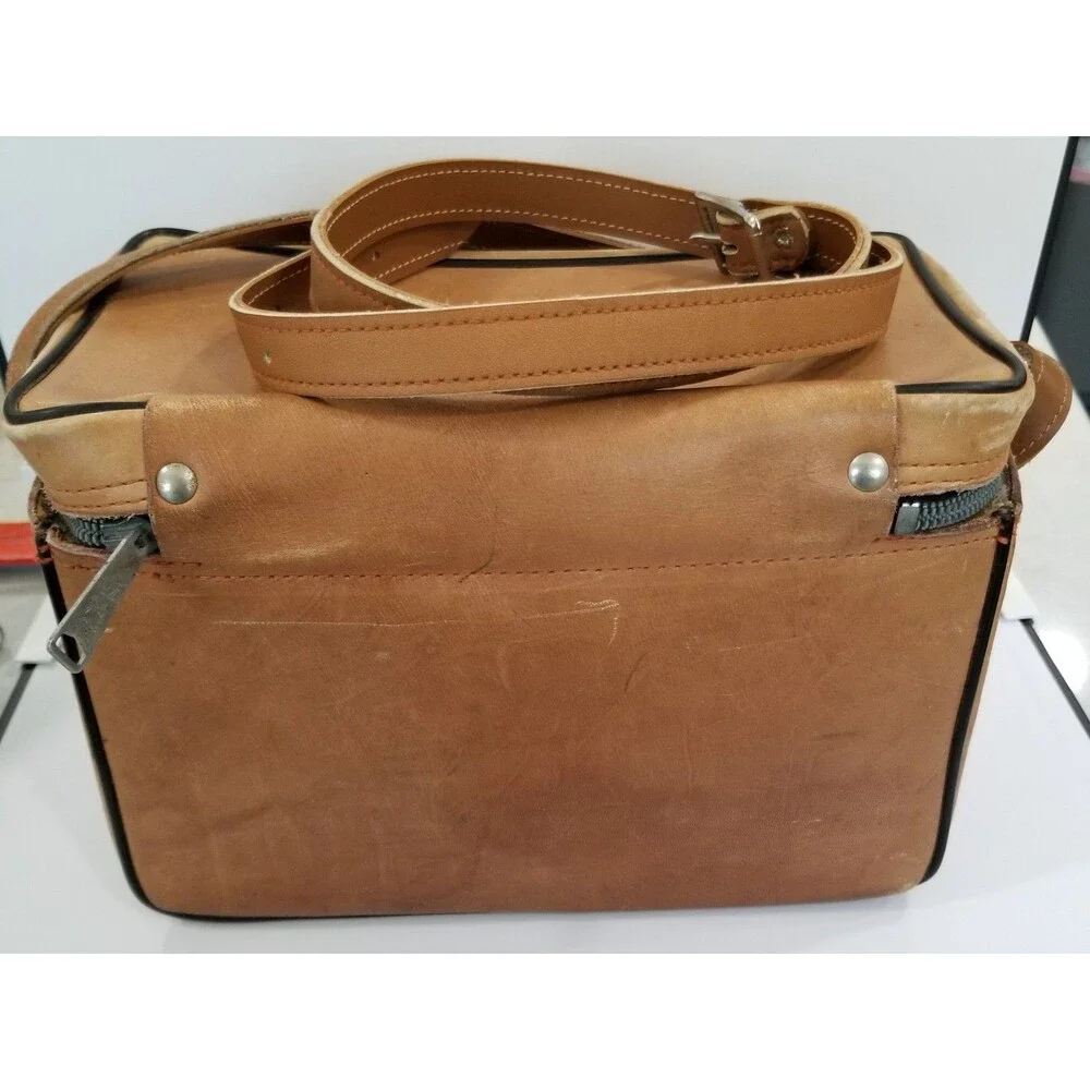 Vintage The Sportsman 502 Top Grain Cowhide Leather Camera Bag Brown Retro